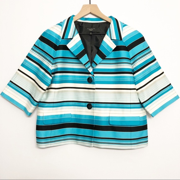 Talbots Jackets & Blazers - Talbots || Ombré Blue Striped Blazer 14P